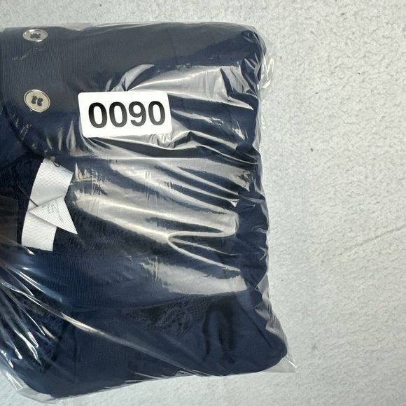 NY Collection Blouse Women P Large Blue 1/4 Button Up Mesh Insert Long Sleeve - Picture 11 of 11